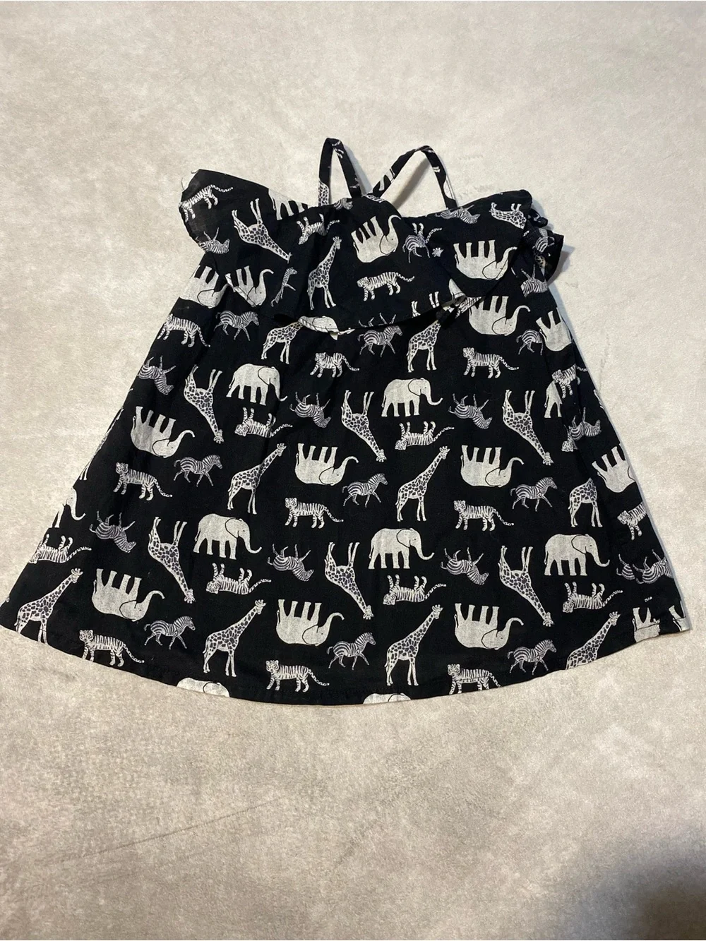 Old Navy Baby Girl Ruffle Safari Animal Print Sundress Size 18-24 Months Black